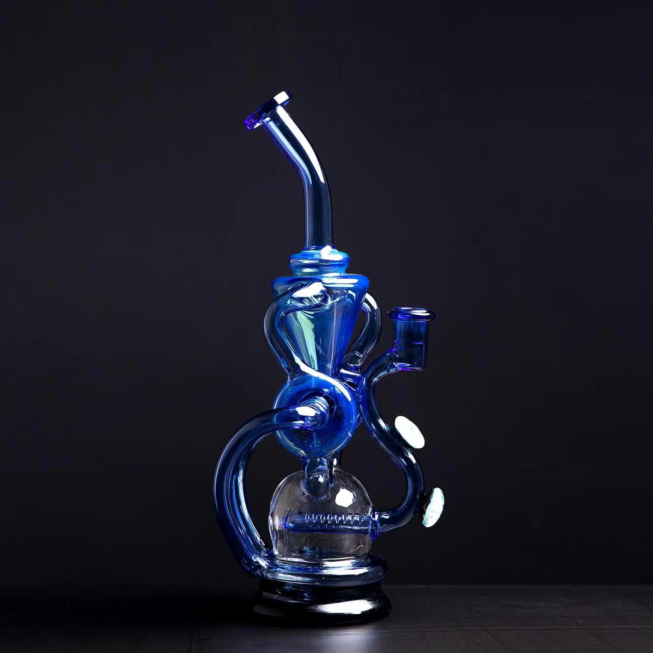 ash catcher shisha narguilés La plus haute qualité 2022 bleu clair fumé argent roue refusion plate-forme pétrolière bubble bong narguilé tous 11