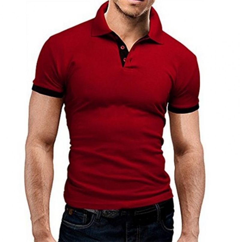 

Mens Clothing Men Shirt Short Sleeve Oversized Contrast Color Turndown Collar Soft Closefitting Summer Tshirt for Daily Wear 220616, Wine red