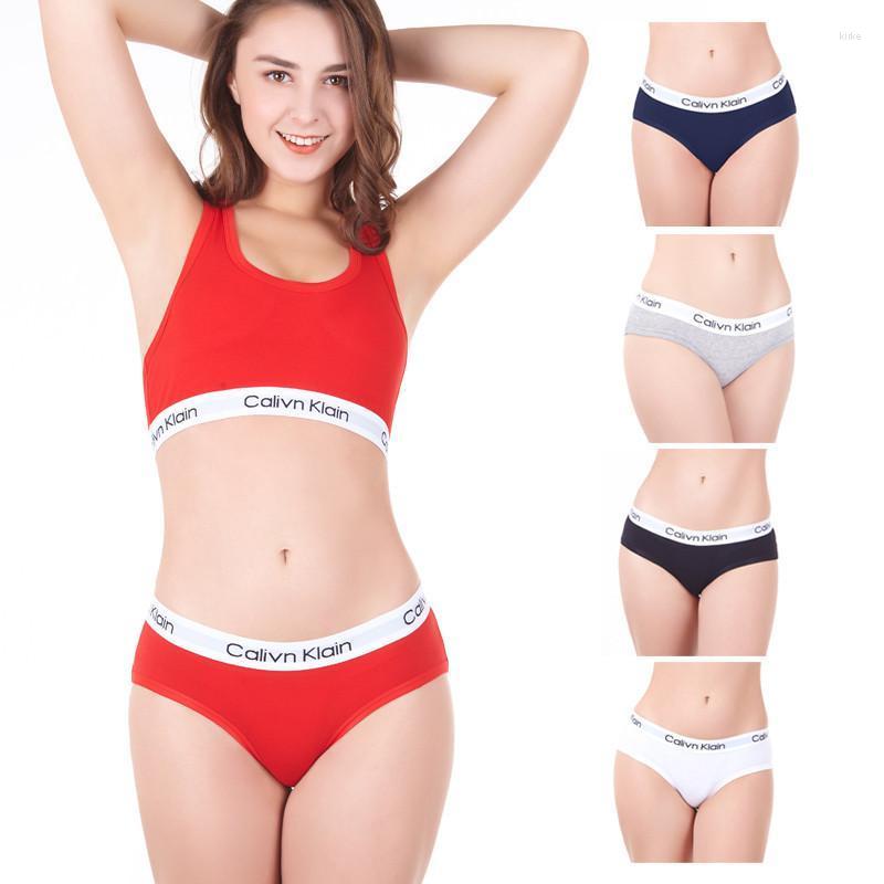 

Women's Panties Fan Sweet Calivn Klain Letter Printed Cotton Women's Underwear No Chest Pad Comfortable Seamless Female Brassiere Sleep, A490-3-gray
