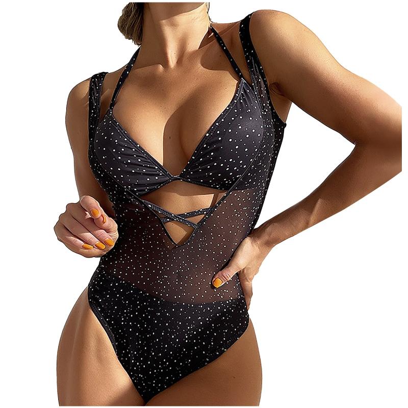 

Women' Swimwear Swimsuit For Women 2 Piece Swimsuits Polka Dot Printing Dress Sunflower Swimming Suit PieceWomen, Black