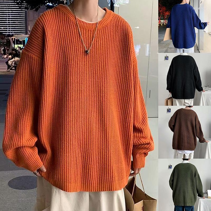 

Men's Sweaters Korean Fashion Men Autumn Solid Color Wool Slim Fit Street Wear Mens Clothes Knitted Sweater Pullovers Begu22, Orange
