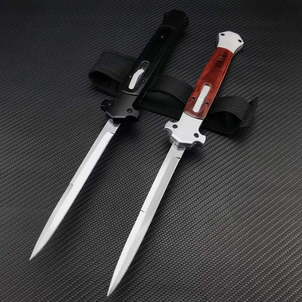 

NEW 13 inch Italian mafia Automatic knife Single action Outdoor Tactical knife 440C Blade Wood Handle Hunting Pocket knives Self defense EDC Tool
