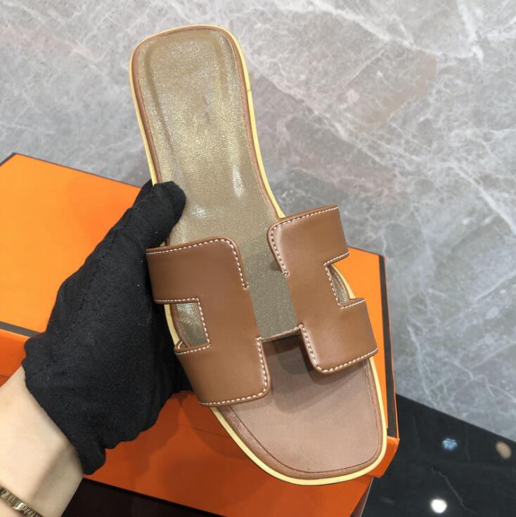 Nouveau designer pantoufles de cuir décontractées dames oran sandals chaussures plage chaussures gelées 35-42 tailles