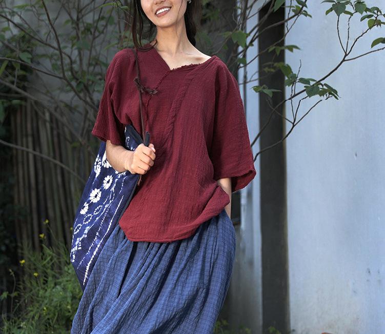 

Women's T-Shirt Women Summer V Neck Cotton Linen Tops Ladies Simple Tee Shirt Tees Female 2022 Short Sleeve T-shirtWomen's, Champagne