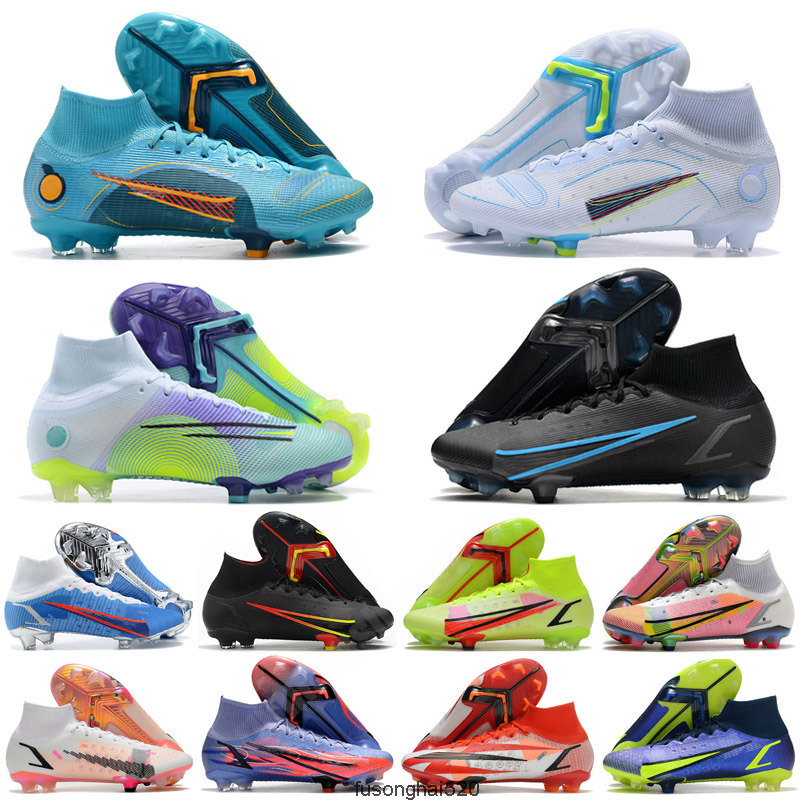 

Mercurial Superfly 8 Elite FG mens Soccer boots Shoes leather black white Anthracite metallic bomber grey Korea volt football cleats, Color 18