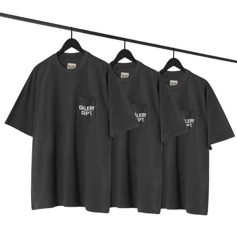 

Designer Shirt Short Gallerydepts Outlet Pocket Printed Sleeve High Street Loose Fitting Unisex Cotton Trendy T-shirtin Stock Trend Shirts Summer, Dark gray