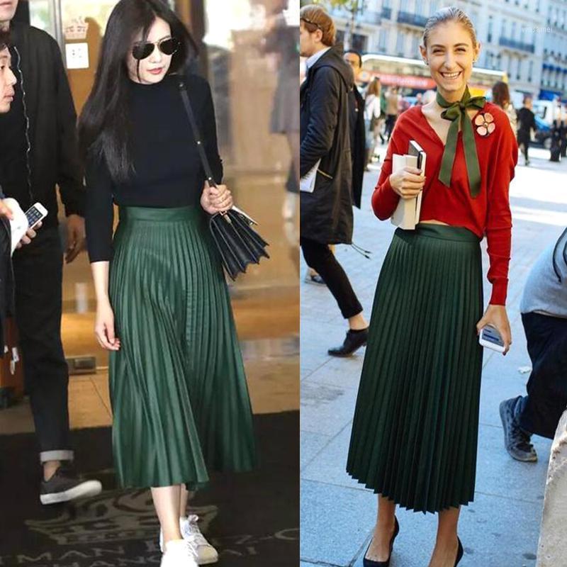 

Vintage Long Saias Autumn High Waist Women Maxi Saia Longa Falda Pleated Skirt Jupe Plus Size 4XL Skirts, Black