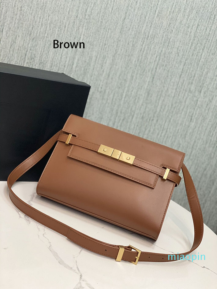 Sac à bandouliers de mode pour femmes Real Le cuir concise rabats de 24 cm de largeur de croix polyvalente embrayages de haute qualité hasp
