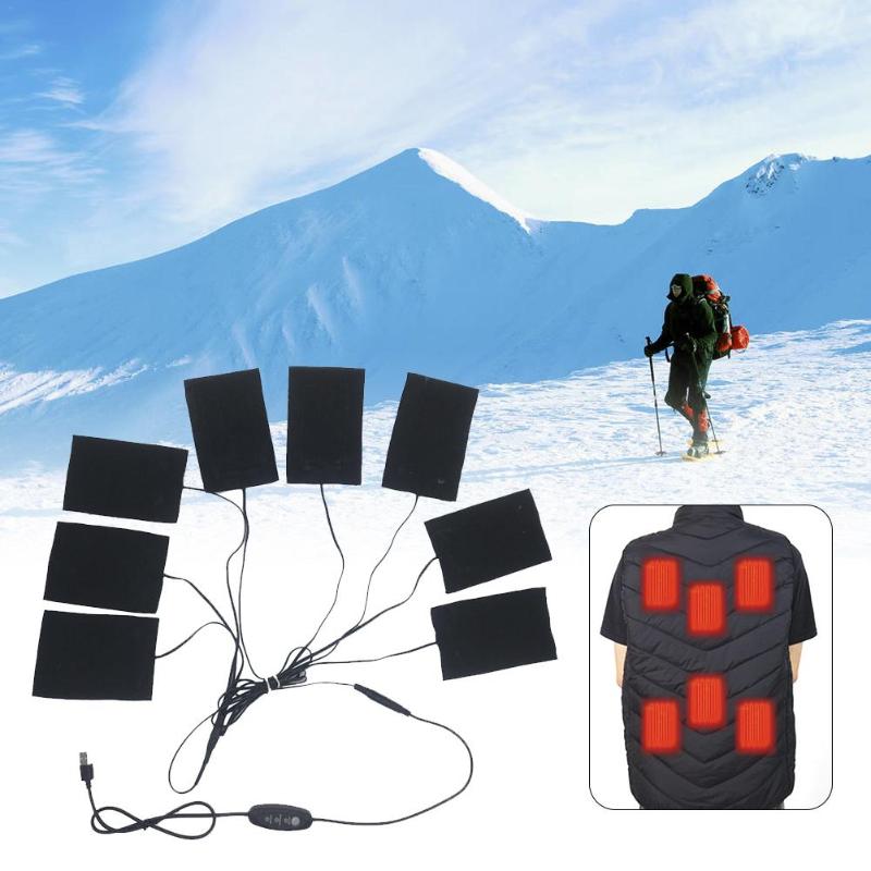 

Hunting Jackets Clothes Heating Pad USB Electric Charging 5V Carbon Fiber Heated Vest Pads For Outdoor Winter Heater Underwear Hiking Skiing, Black