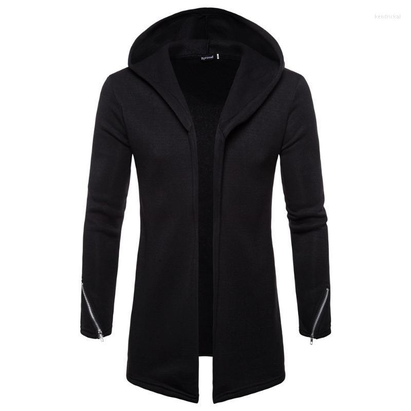 

Men' Trench Coats Autumn Winter Men Cardigan Pure Color Coat Hooded European American Style Drop Gift Top Fashion Clothes Kend22, Black