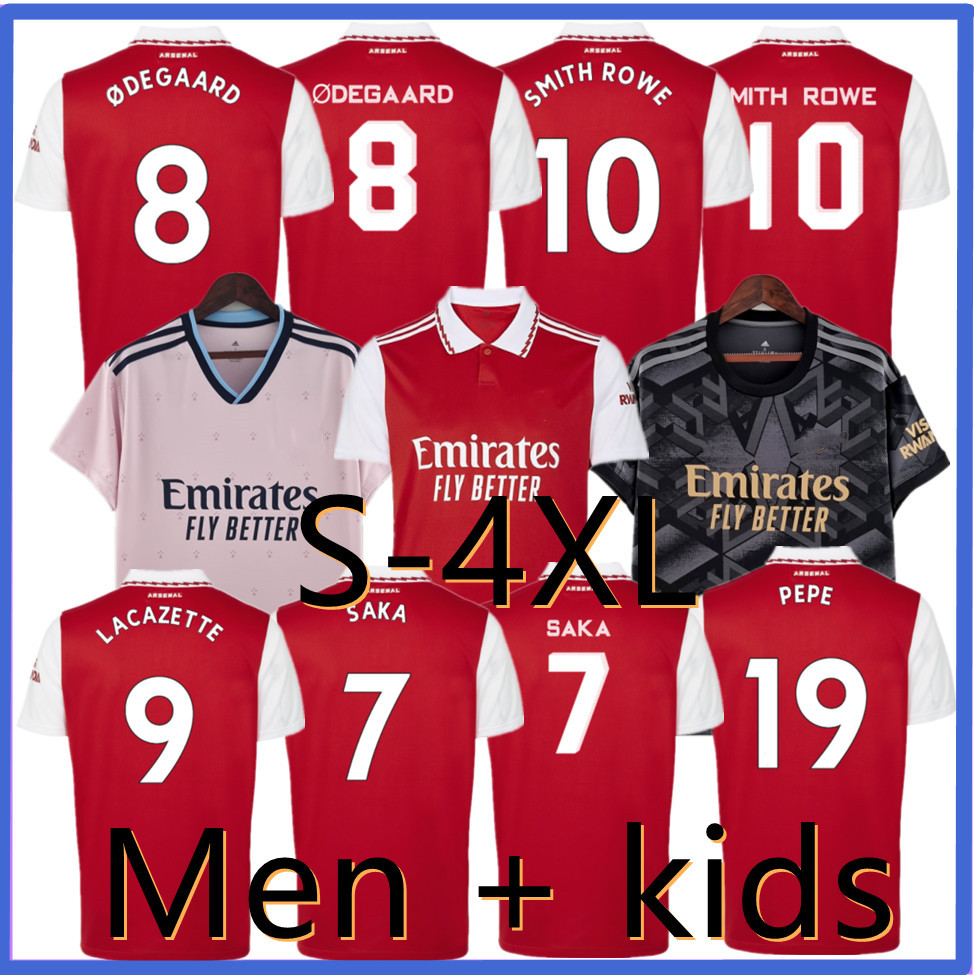 

S-4XL 22 23 PEPE SAKA soccer jersey Fans Player version ODEGAARD THOMAS WILLIAN TIERNEY SMITH ROWE ARSen 2022 23 football shirt Men Kids kit, 22-23 home-kids