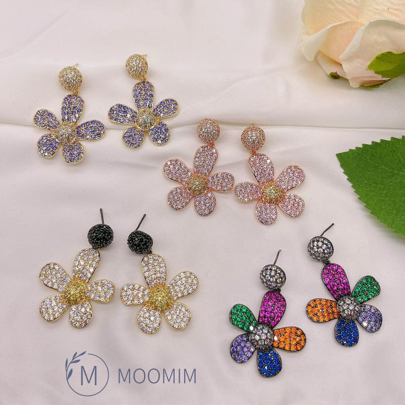 

Dangle & Chandelier Flower Micro Inlay Cubic Zirconia Earrings Elegant Exquisite Boho Designer Style Evening Party Jewelry Gift For WomenDan