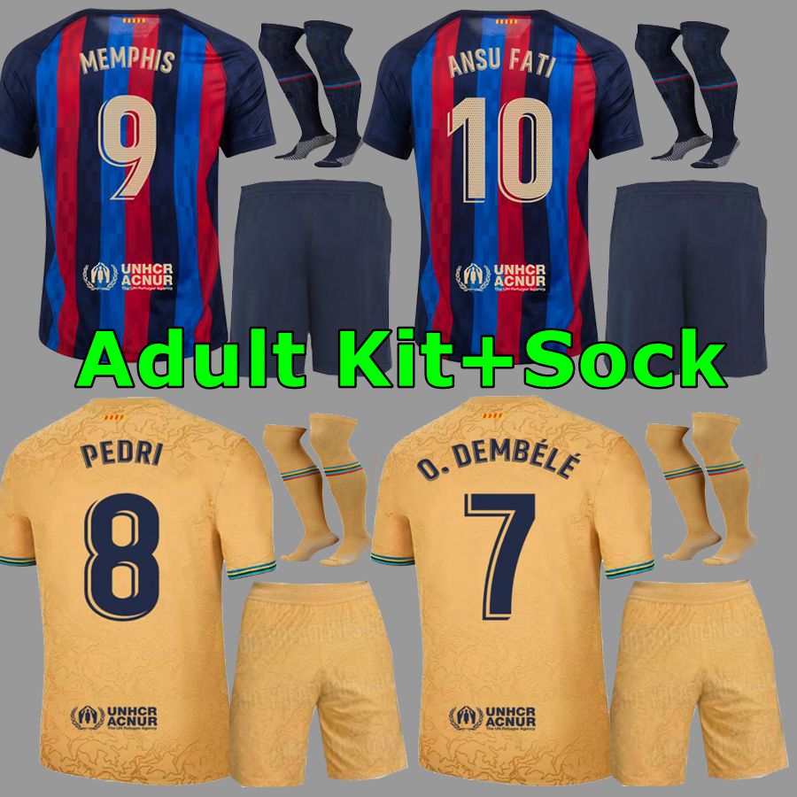 

Camisetas de football MEMPHIS PEDRI ADAMA AUBA barcelona soccer jersey FERRAN 22 23 ANSU FATI 2022 2023 LEWANDOWSKI kit shirt men sets FANS VERSION Adult Kit Sock, 22 23 home aldult kit ucl