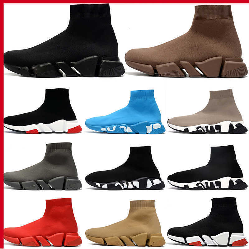 

Sports Sock Shoes Boots Speed 2.0 Trainer Beige Black White Graffiti Brown Platform Sneakers 17fw Paris Vintage Knit Runner Mens Women, A#7 36-45