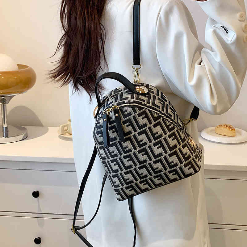 Brand Printed Mini Backpack Crossbody Women's Leather Small Schoolbag Fashion Capacity Retro Female Bags All-match Shoulder Messenger Handbags