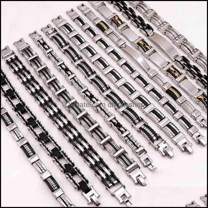 

Charm Bracelets Wholesale 12Pcs/Lots Mix Style Stainless Steel Jewelry For Mens Gifts Party Wrist Cuff Top Quali Dhgirlsshop Dhmh9