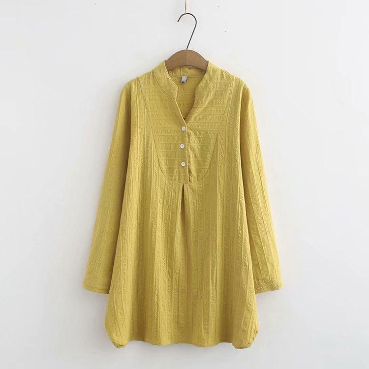 

Women's Blouses & Shirts Plus Size 4XL Women Long Sleeved Blouse Plain Office Wear Blusas White, Blue, Yellow Ladies Tops