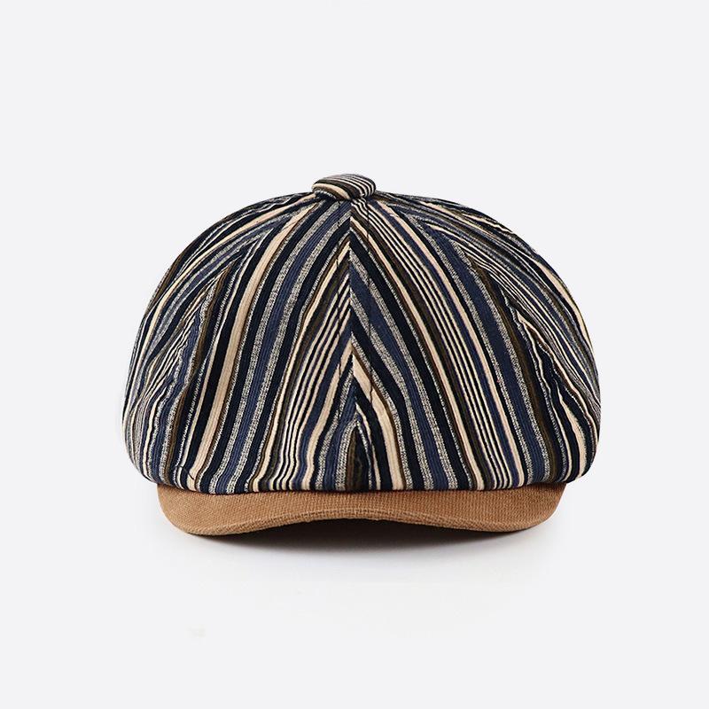 

Berets Autumn And Winter Striped Octagonal Hat Female Versatile Casual Painter Personalized 15737Berets BeretsBerets, Blue stripes