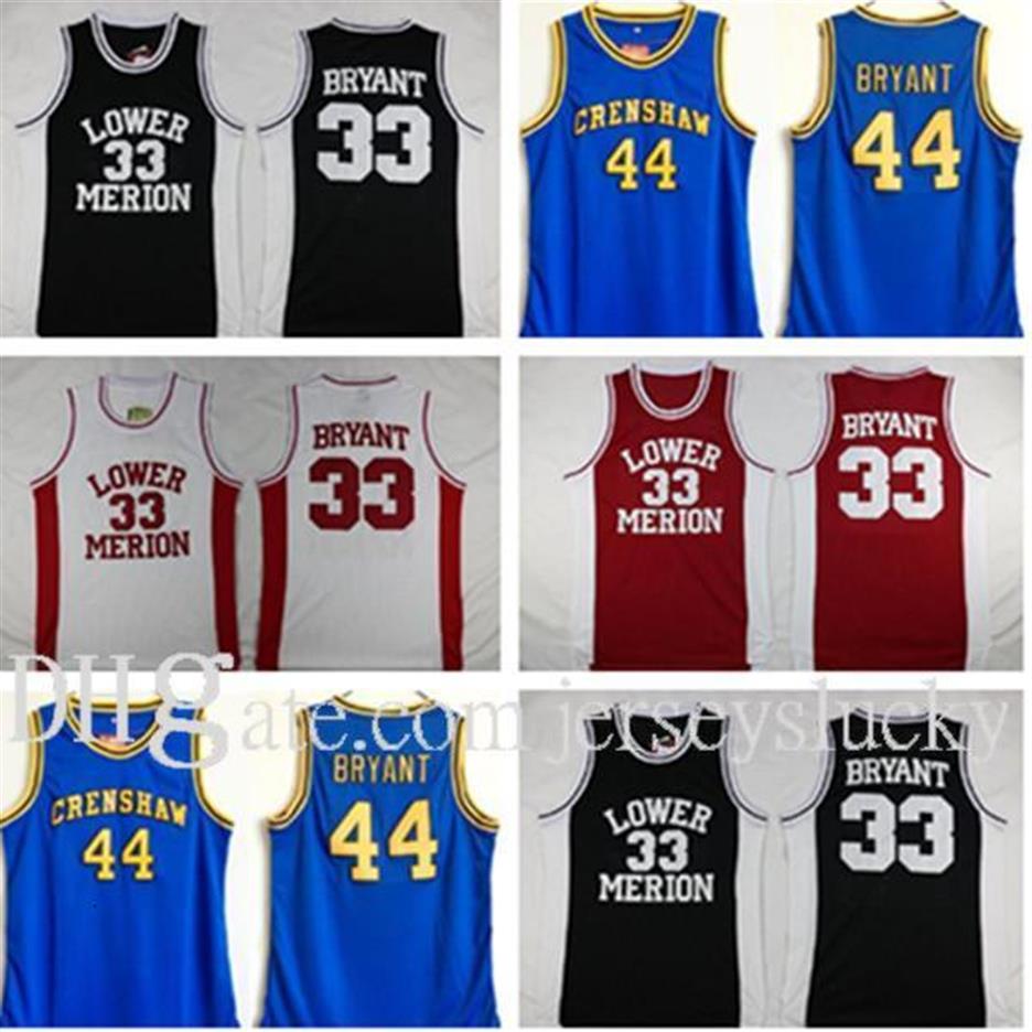 

NCAA Lower Merion 33 Bryant Jersey College Men High School Basketball Wears Hightower Crenshaw 44 Red White Black Blue Stitched 20349T, Colour 1