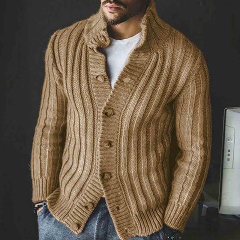 

Men's Sweaters Men's Autumn/winter Oversize Sweater Long-sleeved Knitted Cardigan Lapel Long Male Button Jacket ClothingMen's, Khaki
