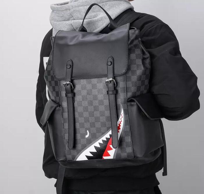 

Weysfor Vogue Leather Backpack Female Male Travel Backpack Laptop Large Capacity Designer Bagpack Black Plaid Mochila Hombre 9020 #41379