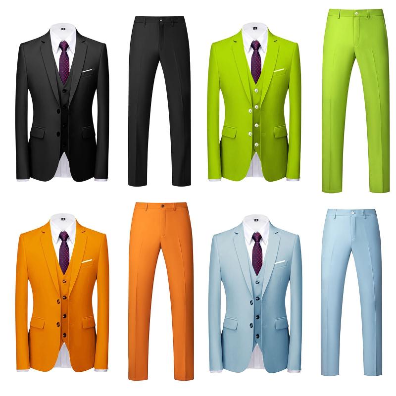 

Men's Tracksuits Men's Suit Slim 3-Piece R Business Wedding Party Jacket Vest & Pants Mens All Black Fitted 3 Piece MenMen's