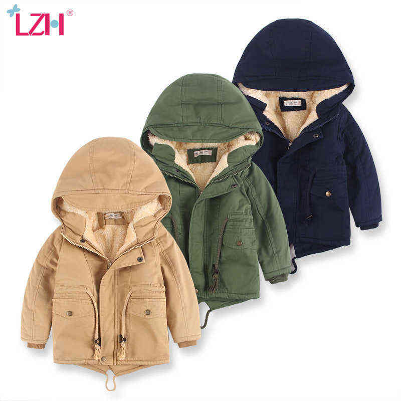 

Lzh 2022 New Winter Plus Velvet Parka For Boys Cotton Thicken Warm Outerwear Children Winter Jacket Casual Kids Snowfield Jacket J220718, Khaki.