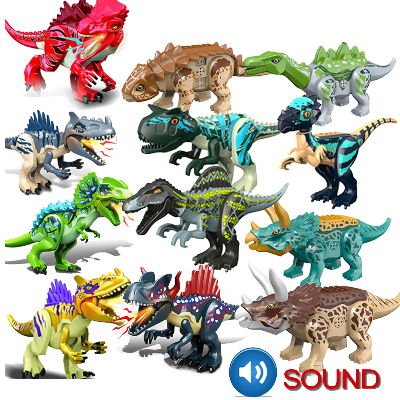 

Lepins Play Blocks minifig Big Size with Sound Assembled Building Blocks Dinosaur World Triceratops Tyrannosaurus Animal Model Brick Toys for Children