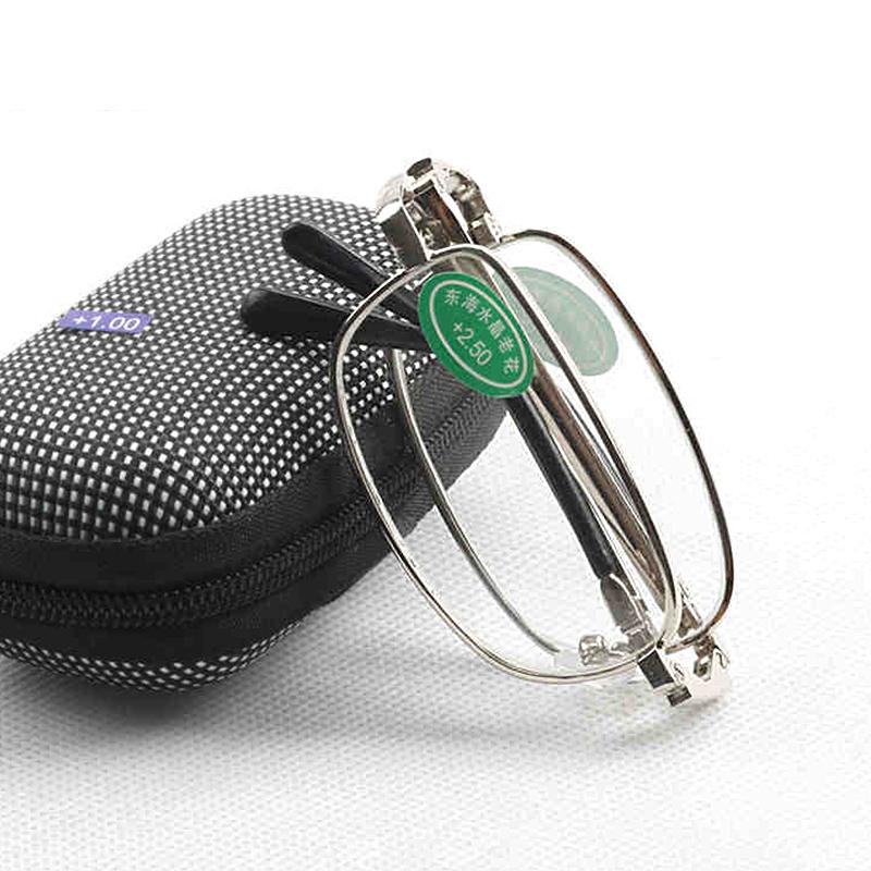 

Sunglasses Men Women Mini Portable Folding Reading Glasses With Case Foldable Magnifying Presbyopic High Quality Glass Lens