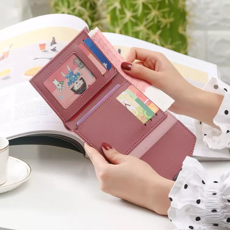 

Women Small Fashion Hasp Wallets Female Three Fold Leather Coin Purses Ladies Card Holder Clutch Phone Bag Money Clip, Aspicture