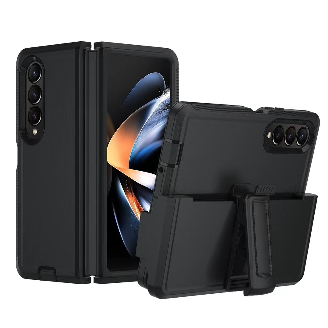 

Defender Case for Samsung Galaxy Z Fold 4 5G Cases w/ Belt Clip Full-Body Dual Layer Rugged Cases with Built-in Kickstand, Black