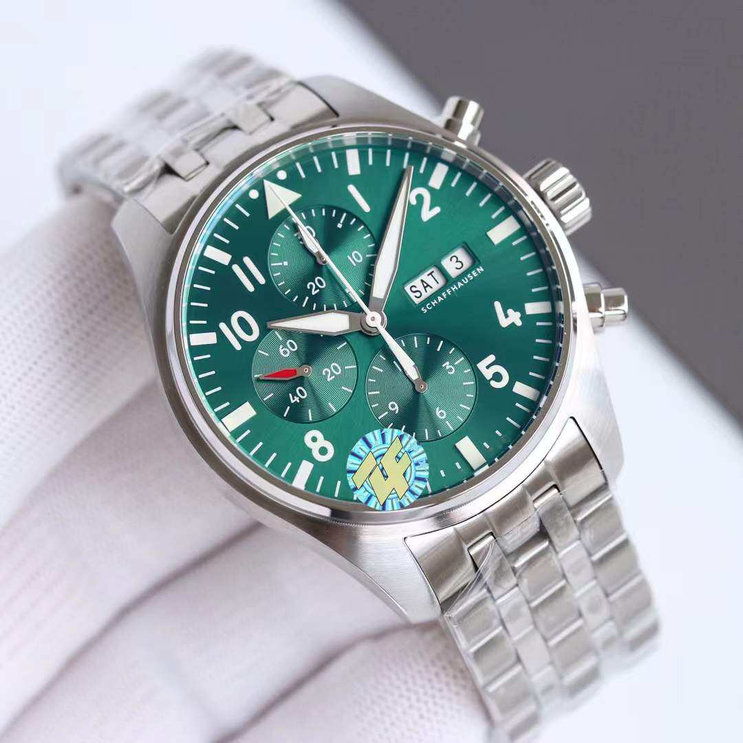 Montres de luxe pour hommes Montre mécanique automatique pilote Chronographe en acier inoxydable à remontage automatique Cadran lumineux étanche