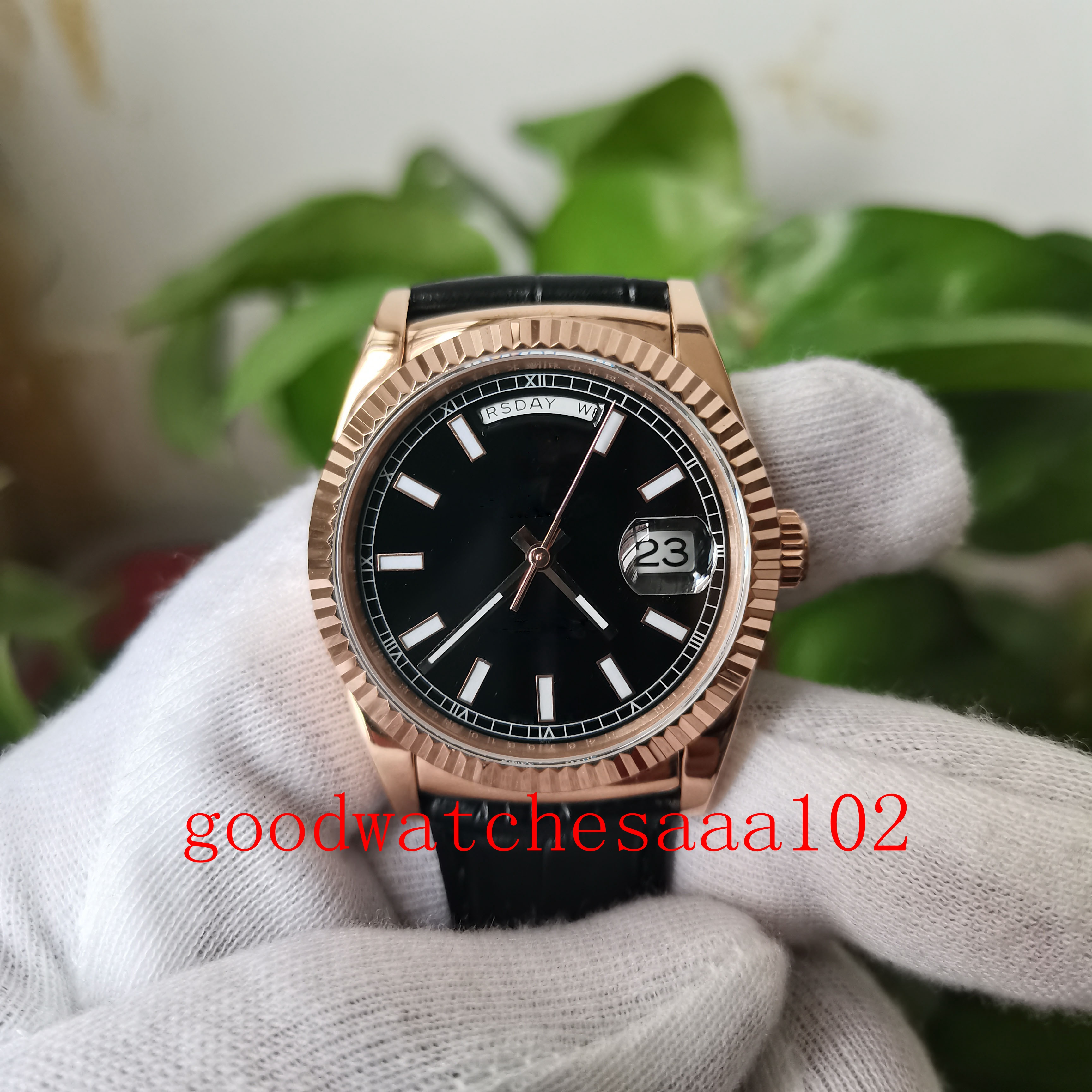 

bp factory Super Quality Watch Unisex Automatic ETA 2813 Movement Black Diall 36mm Leather Strap Bands Bracelet Mechanical Men's Wristwatches