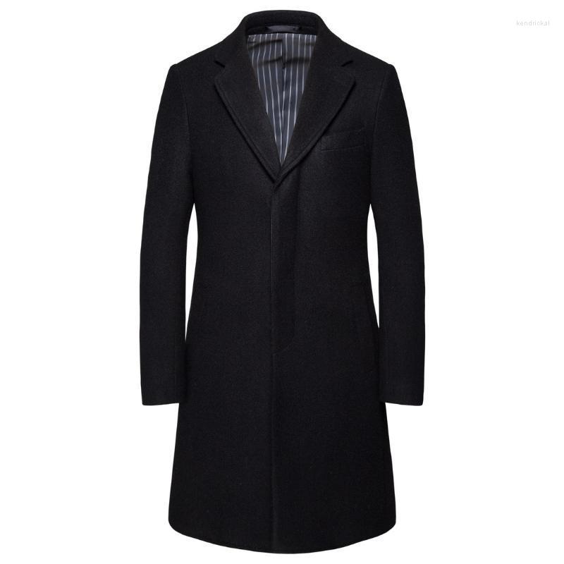 

Men's Wool & Blends 2022 Winter Cashmere Coat Man Simple Jacket Overcoat Kend22, Black