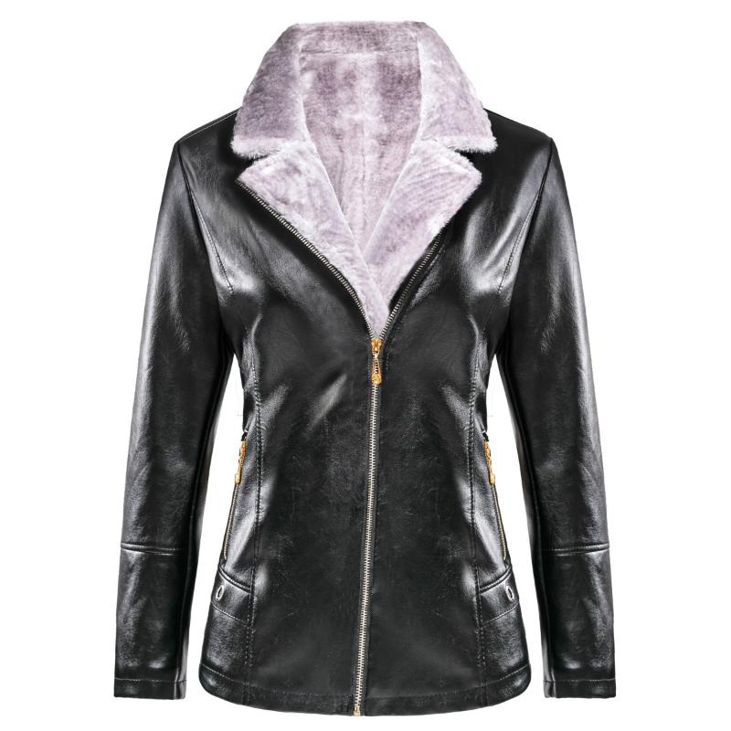 

Women's Leather & Faux Female Fabric Black Fluffy Coat Winter Oversized Velvet Thick PU Girls Jackets Overcoat Women 4xl 5xl 6xlWomen's