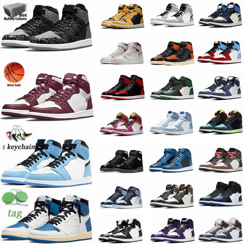 

[With Box] Jumpman 1 1s Men Basketball Shoes Rebellionaire Hyper Royal Game Royal Bordeaux Dark Mocha Black White Twist Mens Women Trainers Sports Sneakers jorden1s, 48