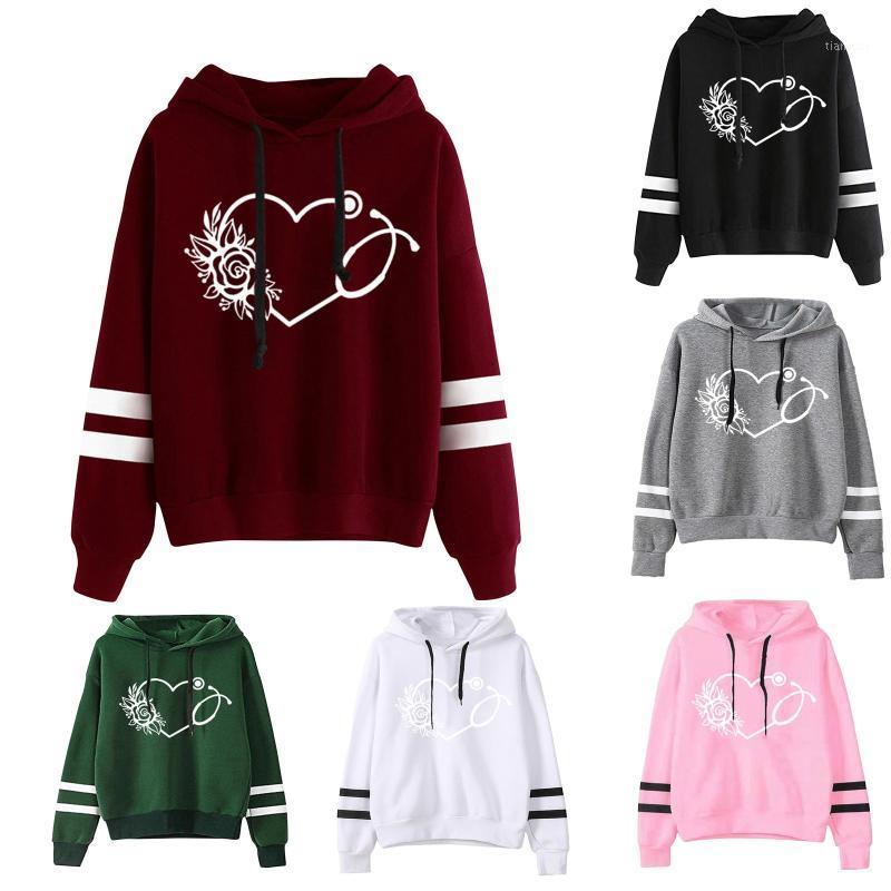

Love Print O-Neck Long Sleeve Loose Pullovers Harajuku Home Casual Holiday Suit For Vintage Sweatshirt Women Without Hood Women' Hoodies, White