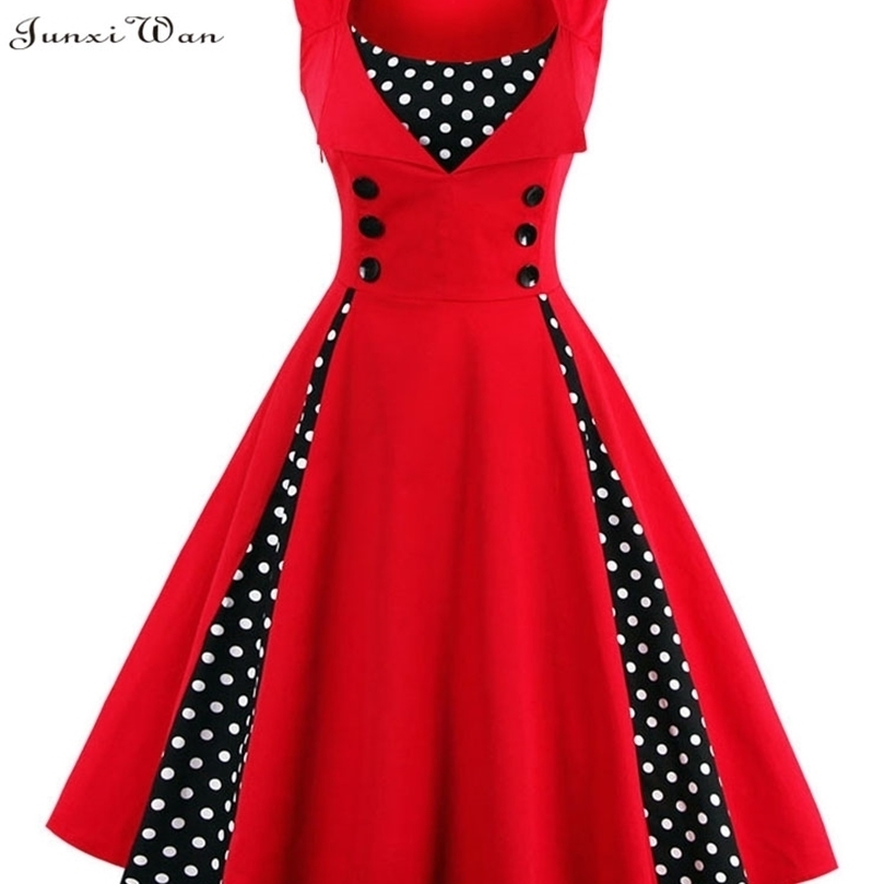 

4XL Women Robe Retro Vintage Dress 50s 60s Rockabilly Dot Swing Pin Up Summer Party Dresses Elegant Tunic Vestidos Casual 220402, Pettiskirt red