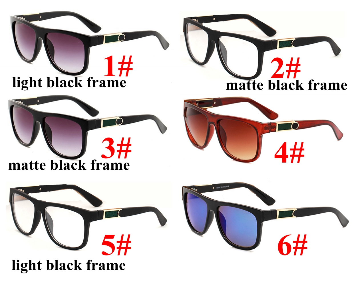 

Transparent Lens Sunglasses Retro Male Square Women Men Brand Designer Sun Glasses for Women Mirror Oculos De Sol 10pcs 6 colors