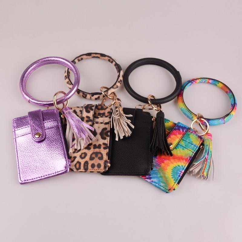 

Keychains Arrival Multiful Keychain Key Ring And Card Wallet PU Leather O With Matching Wristlet Zipper Bag For Women GirlsKeychains