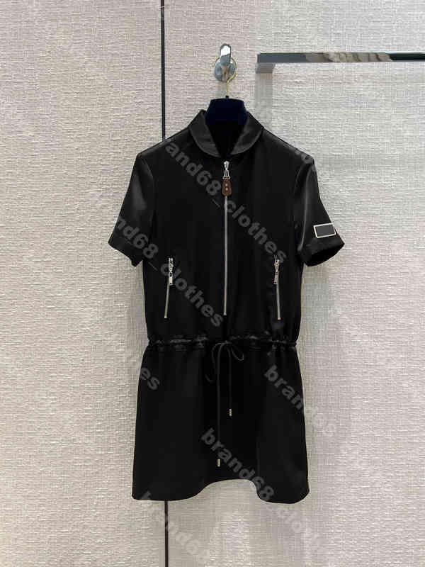 

summer women zip dress shirt Knee Length slim short sleeves silk black dresses party logo skirts louisclothes clothes brands casual female Apparel