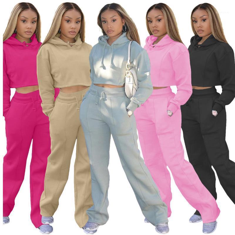 

Women' Two Piece Pants Women 2 Set Casual Sport Suits Outfits Solid Colour Long Sleeve Hoodies Tops Hooded Loose Tracksuits Jogging F, Black