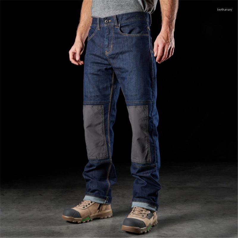 

Men' Jeans Casual Cargo For Men Straight Fit Work Wear Denim Pants Stretch Outdoor Cowboy Trousers With Patchwork Bert22, Blue