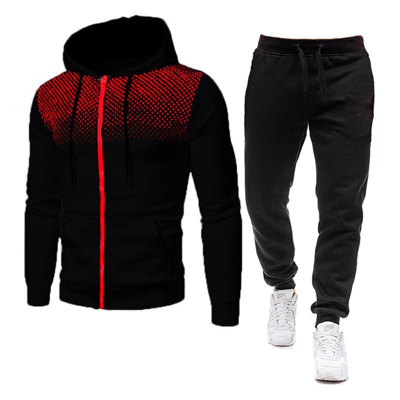 

Men' Tracksuits Set Tracksuit Male Polyester 2022 Autumn 2 Piece Sportwear Men Clothing Casual Sweatshirts + Pants 3D Printed Hoodies, Black