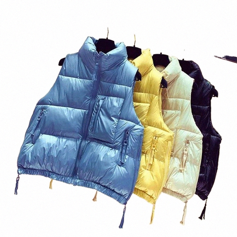 women's Vests Autumn Winter Warm Sleeveless Casual Waistcoat Short Cotton Clothes Stand Collar Puffer Fashion Loose Coat t34S#-image-790674555
