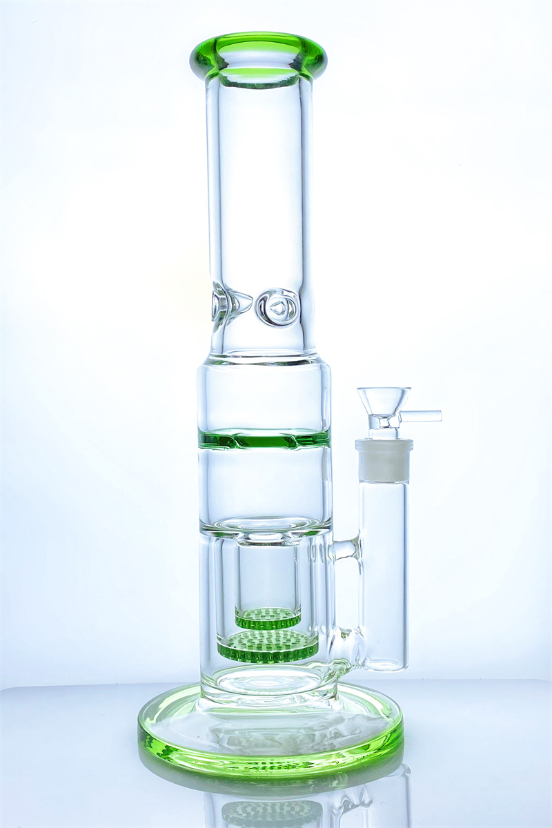 

Brand new clean smoke borosilicate glass tube hookah bubbler with pinwheel sheet double honeycomb perc life seed 18mm female connector bad bone glass