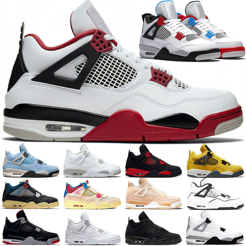 

4s Basketball Shoes 4 Men Women Black Cat Red Thunder Lightning University Blue White Oreo Bred Pure Money Mens Trainers 5.5-13, #1 red thunder 36-47
