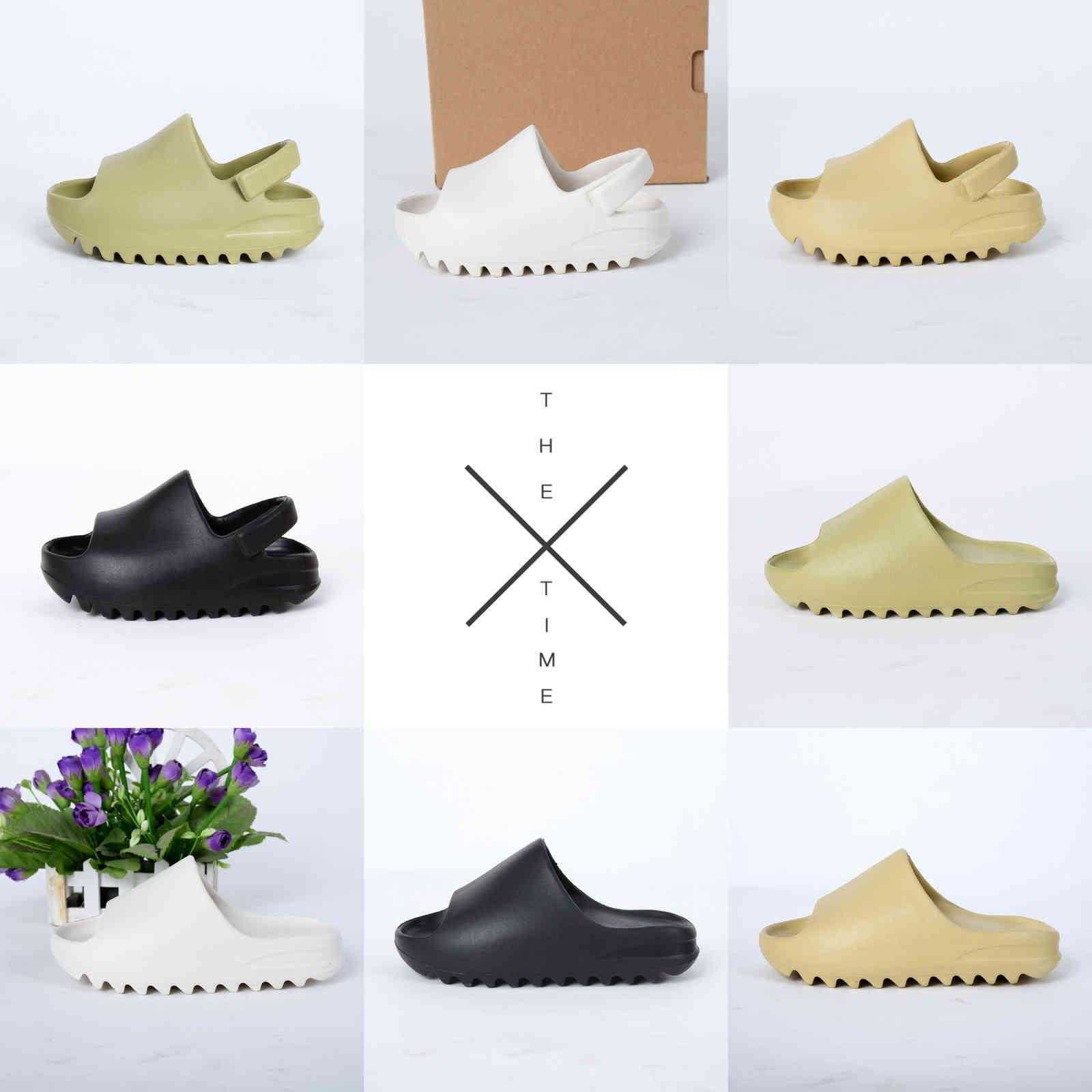 

Slide Slider Foam Runners Yeeyzs 2021 Kid Slipper Black White Bone Desert Sand Resin Summer Fashion Flat Slide Men Women Beach Causal JYh, #4 white