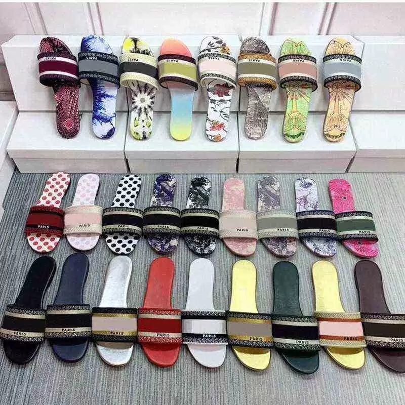 

Luxury 2022Fashion Classic D Women Sandals Slippers Slide Summer Designer Luxury Leather Rubber Flip Flops Shoe Outdoor Beach Shoes Large, 21