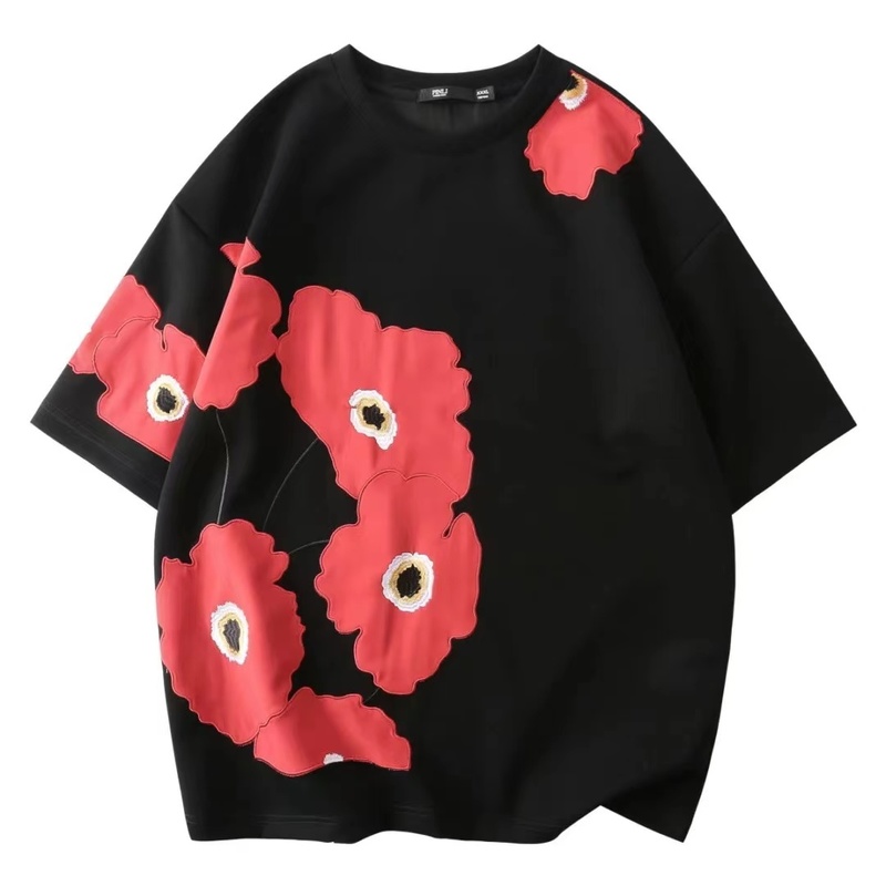 

Exploding Trendy Brand Cotton PINLI Short-sleeved T-shirt Spring And Summer Casual Bottoming Shirt Men And Women Sports Tops, Black